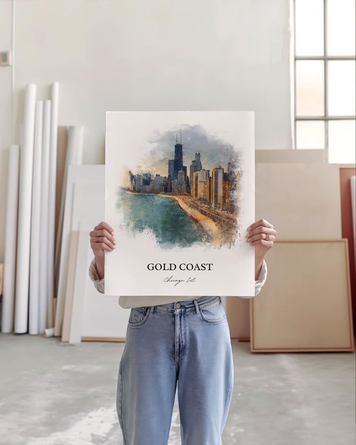 Gold Coast, Chicago, Illinois – Watercolor Art Print