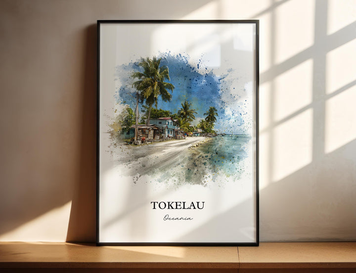 Tokelau Wall Art, Tokelau Print, Tokelau Island Watercolor Art, Atafu Gift, Travel Print, Travel Poster, Housewarming Gift