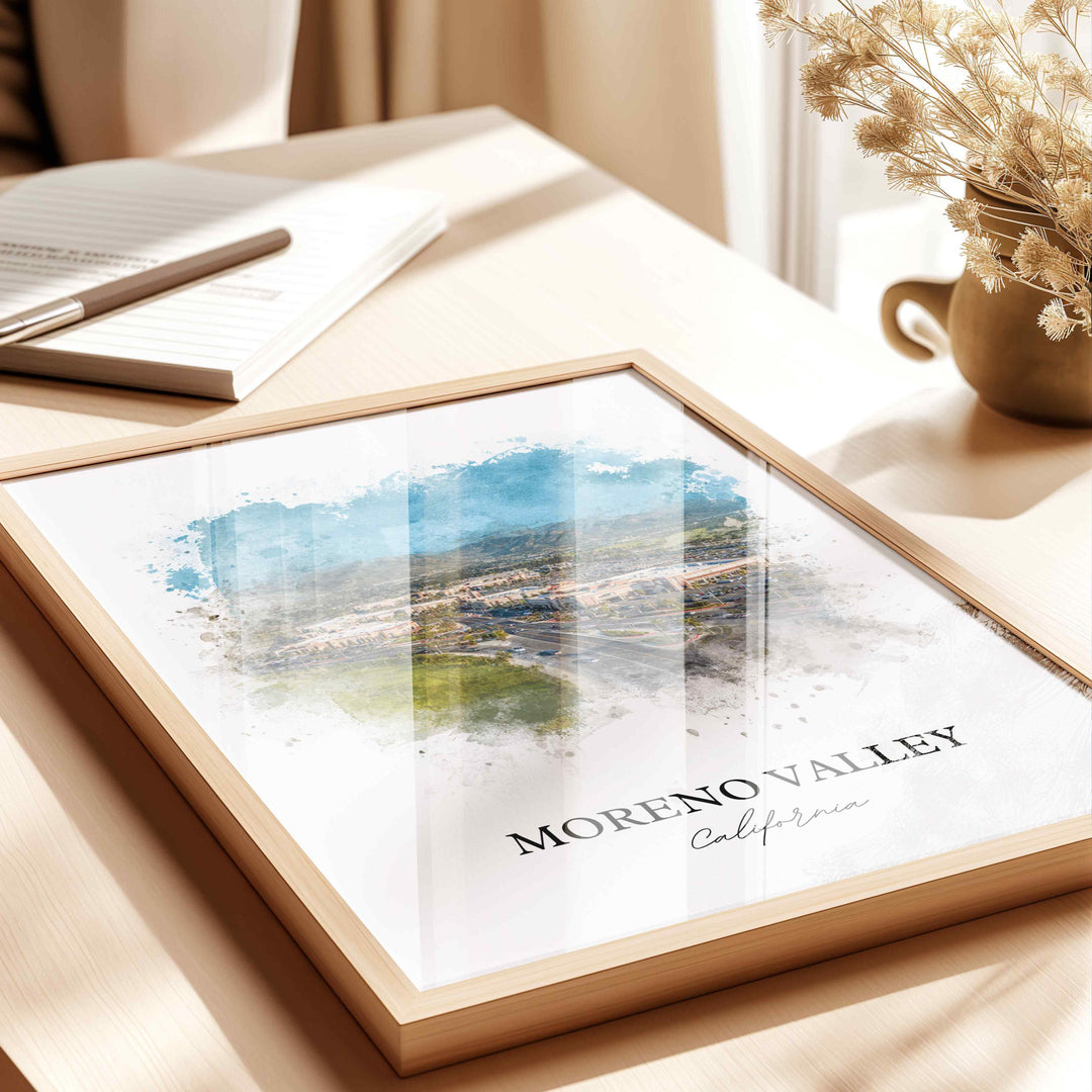 Moreno Valley Art, Riverside County Print, San Bernardino Watercolor Art, Moreno Valley Gift, Travel Print, Travel Poster, Housewarming Gift