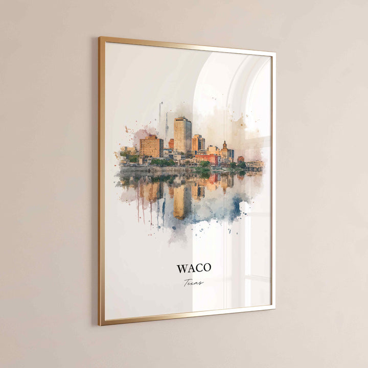 Waco, Texas – Watercolor Art Print