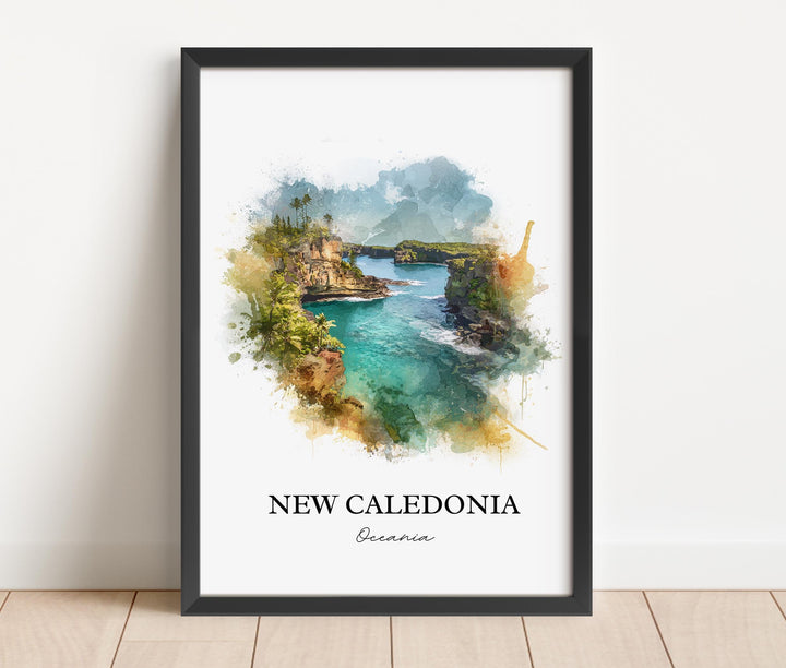 New Caledonia Wall Art, New Caledonia Print, Oceania Watercolor Art, New Caledonia Gift, Travel Print, Travel Poster, Housewarming Gift