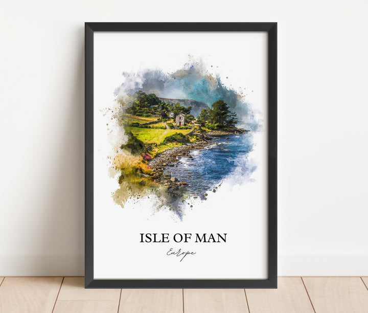 Isle of Man Wall Art, Irish Sea Print, Isle of Man Watercolor Art, Isle of Man Gift, Travel Print, Travel Poster, Housewarming Gift