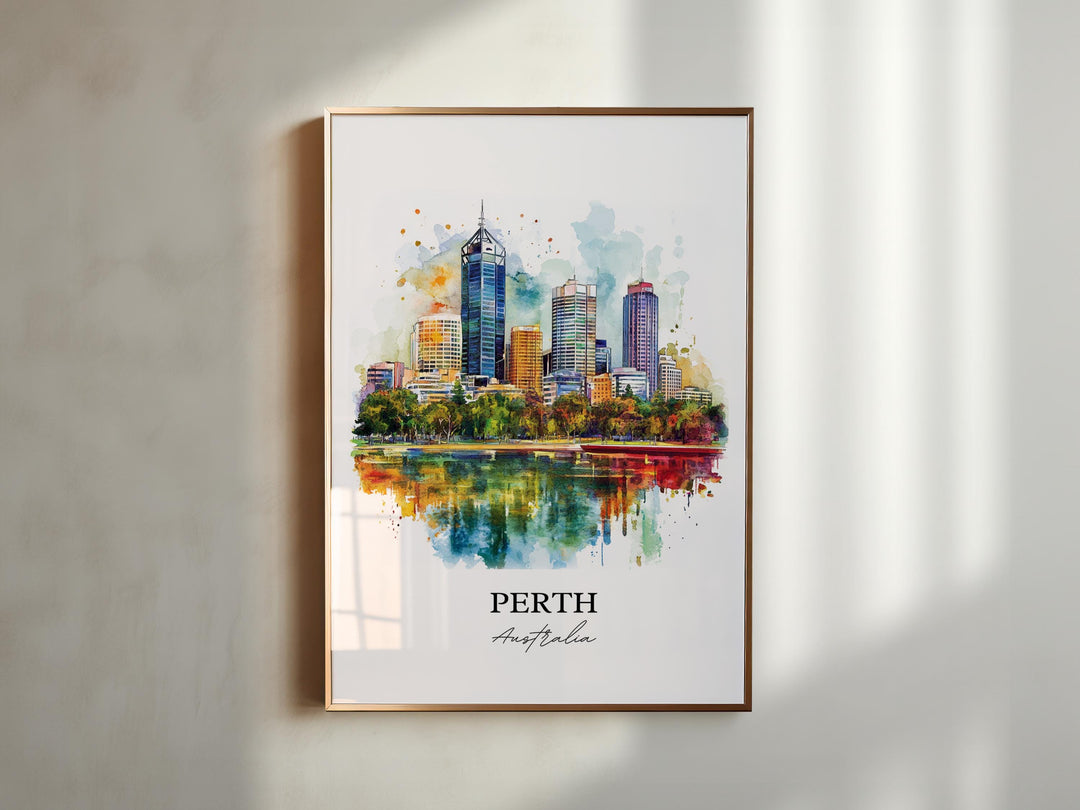 Perth Wall Art, Perth Print, Australia Watercolor Art, Perth Australia Gift, Travel Print, Travel Poster, Housewarming Gift