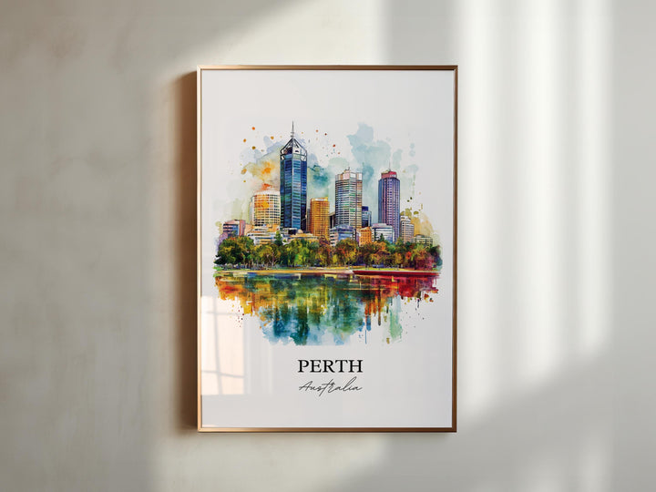 Perth Wall Art, Perth Print, Australia Watercolor Art, Perth Australia Gift, Travel Print, Travel Poster, Housewarming Gift