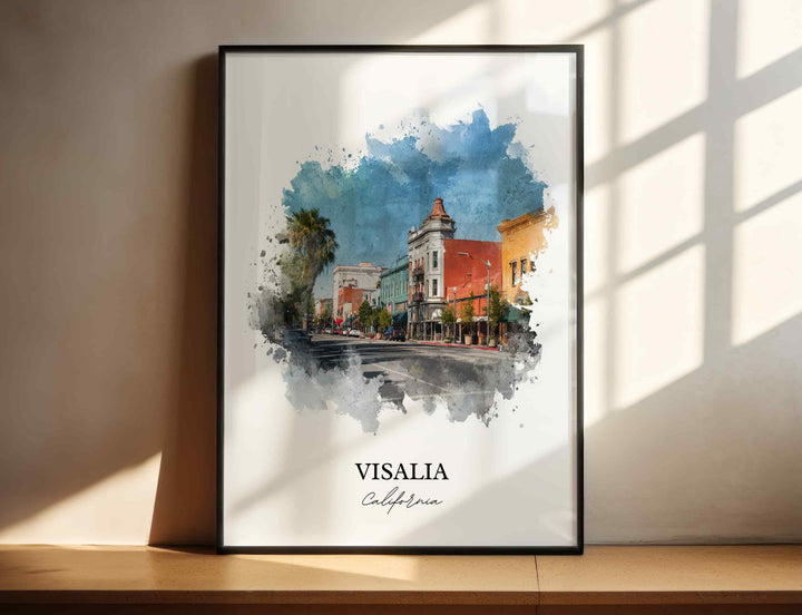 Visalia, California – Watercolor Art Print