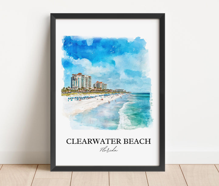 Clearwater Beach Wall Art, Clearwater FL Print, Florida Watercolor, Clearwater Beach Gift, Travel Print, Travel Poster, Housewarming Gift