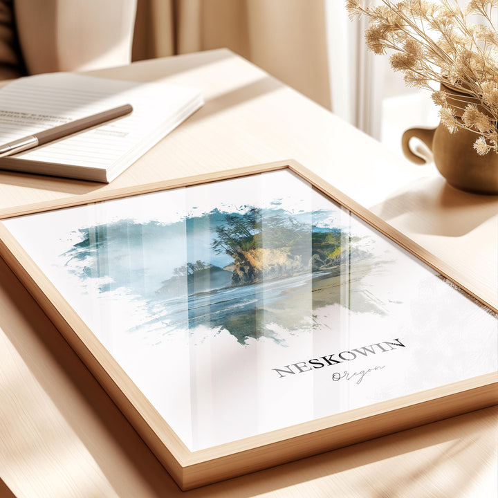 Neskowin, Oregon – Watercolor Art Print