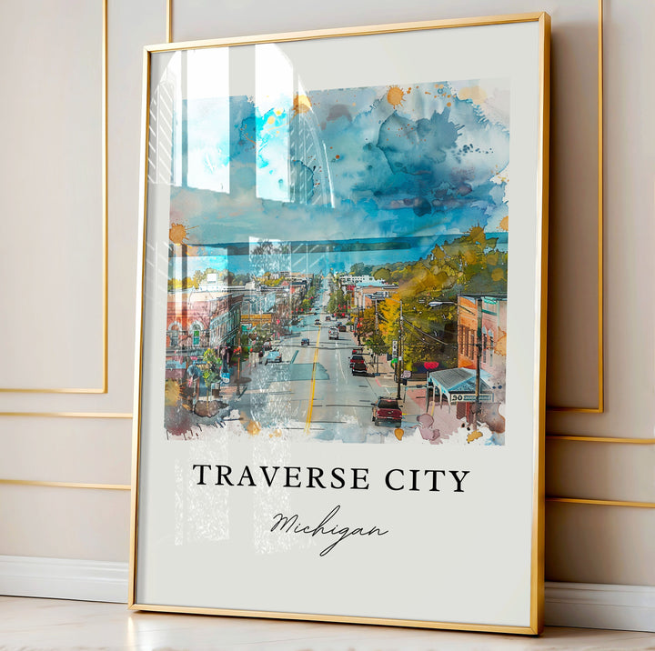 Traverse City MI Art, Traverse City Print, Leelanau County Watercolor, Traverse City Gift,