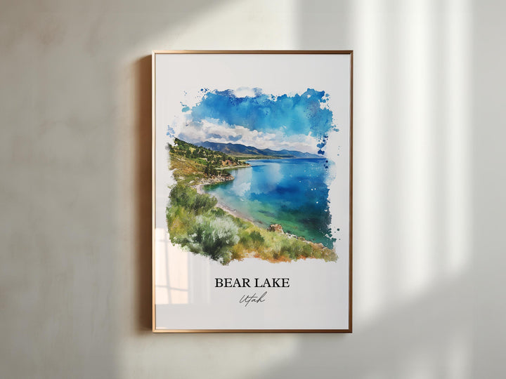 Bear Lake UT Wall Art, Garden City UT Print, Utah Watercolor Art, Bear Lake Gift, Travel Print, Travel Poster, Housewarming Gift
