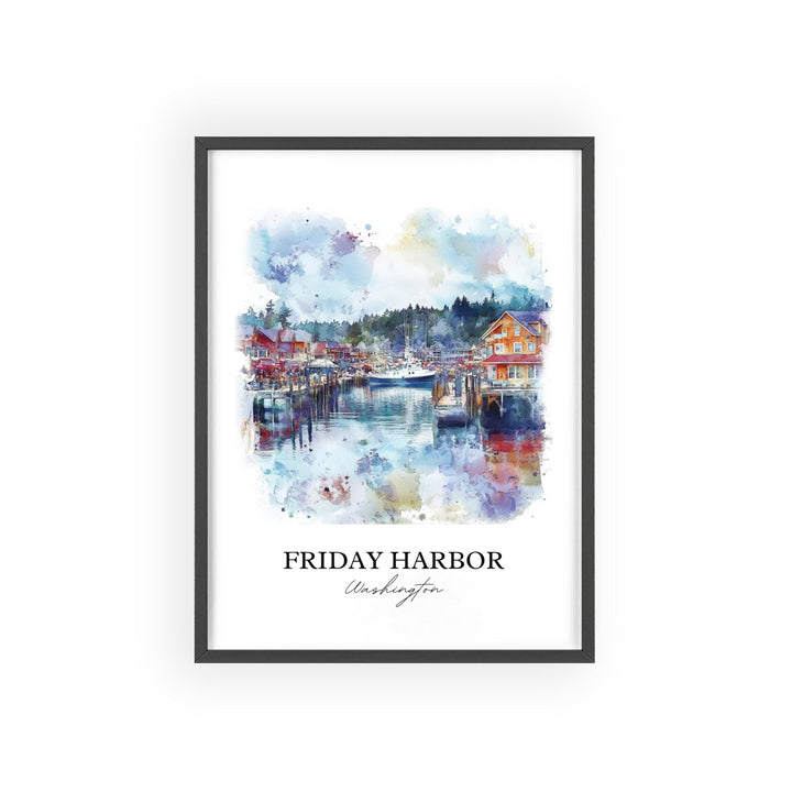 Friday Harbor Wall Art, San Juan Island Print, Washington St Artwork, Friday Harbor WA Gift, Travel Print, Travel Poster, Housewarming Gift