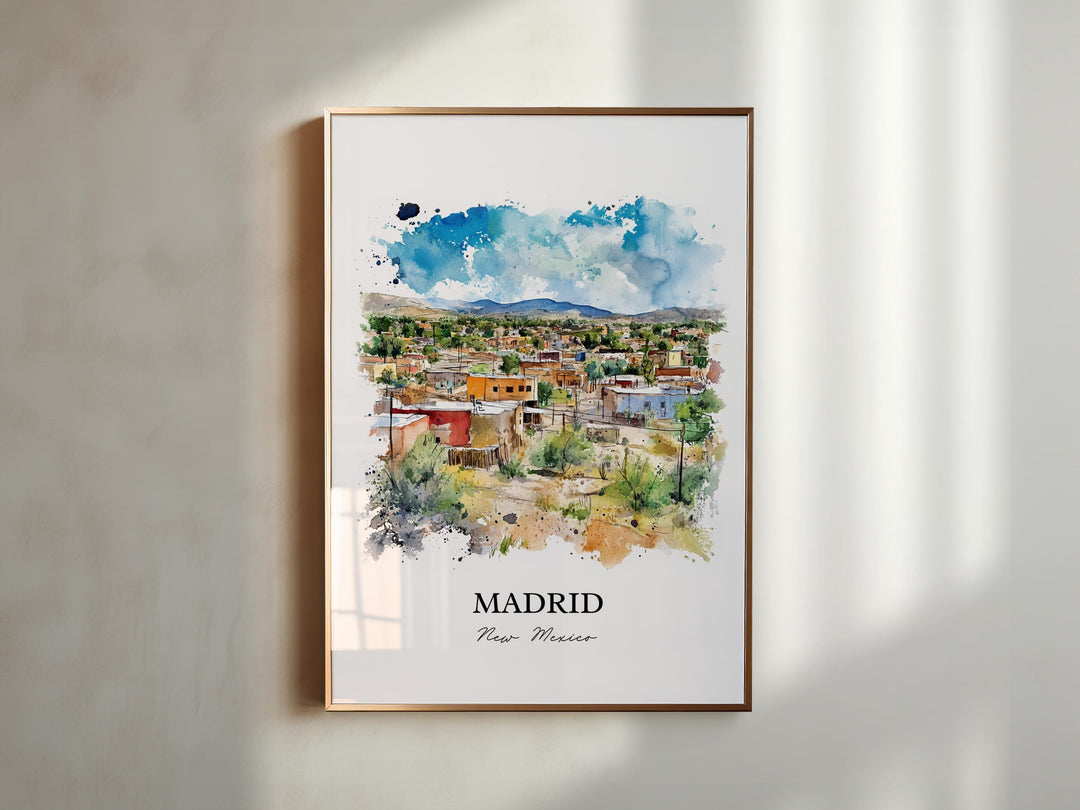 Madrid NM Wall Art, Santa Fe Print, New Mexico Watercolor Art, Madrid New Mexico Gift, Travel Print, Travel Poster, Housewarming Gift