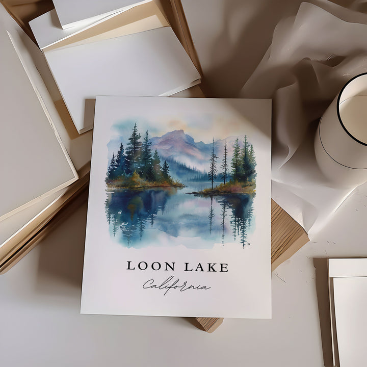 Loon Lake CA wall art - California, Loon Lake print, Loon Lake Wedding gift, Birthday present, Custom Text, Perfect Gift