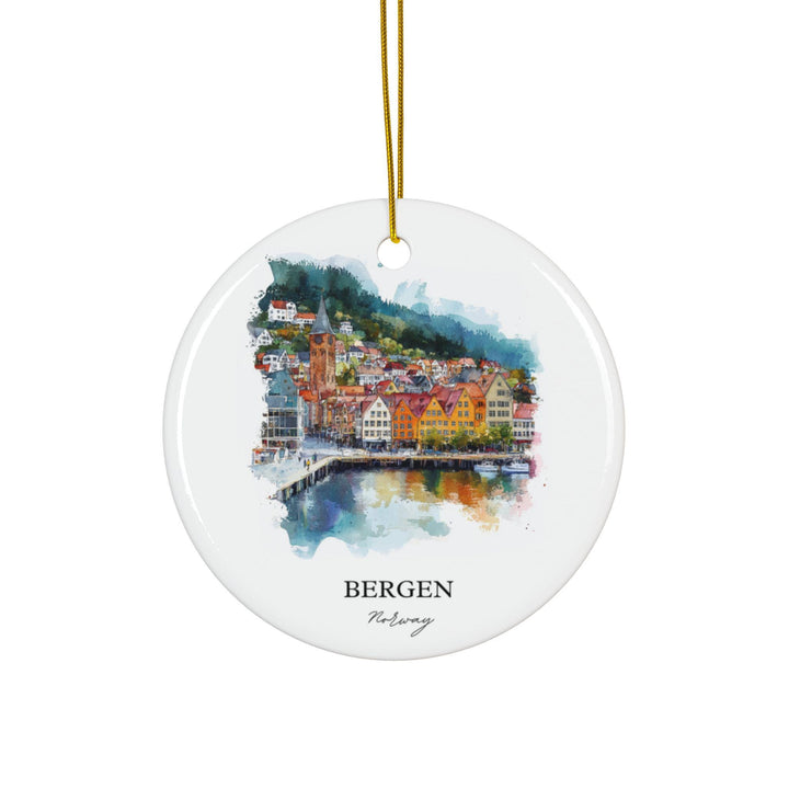 Bergen Norway Ornament: Unique Bergen Souvenir, Bergen Norway Xmas Decor, and Authentic Norway Gift