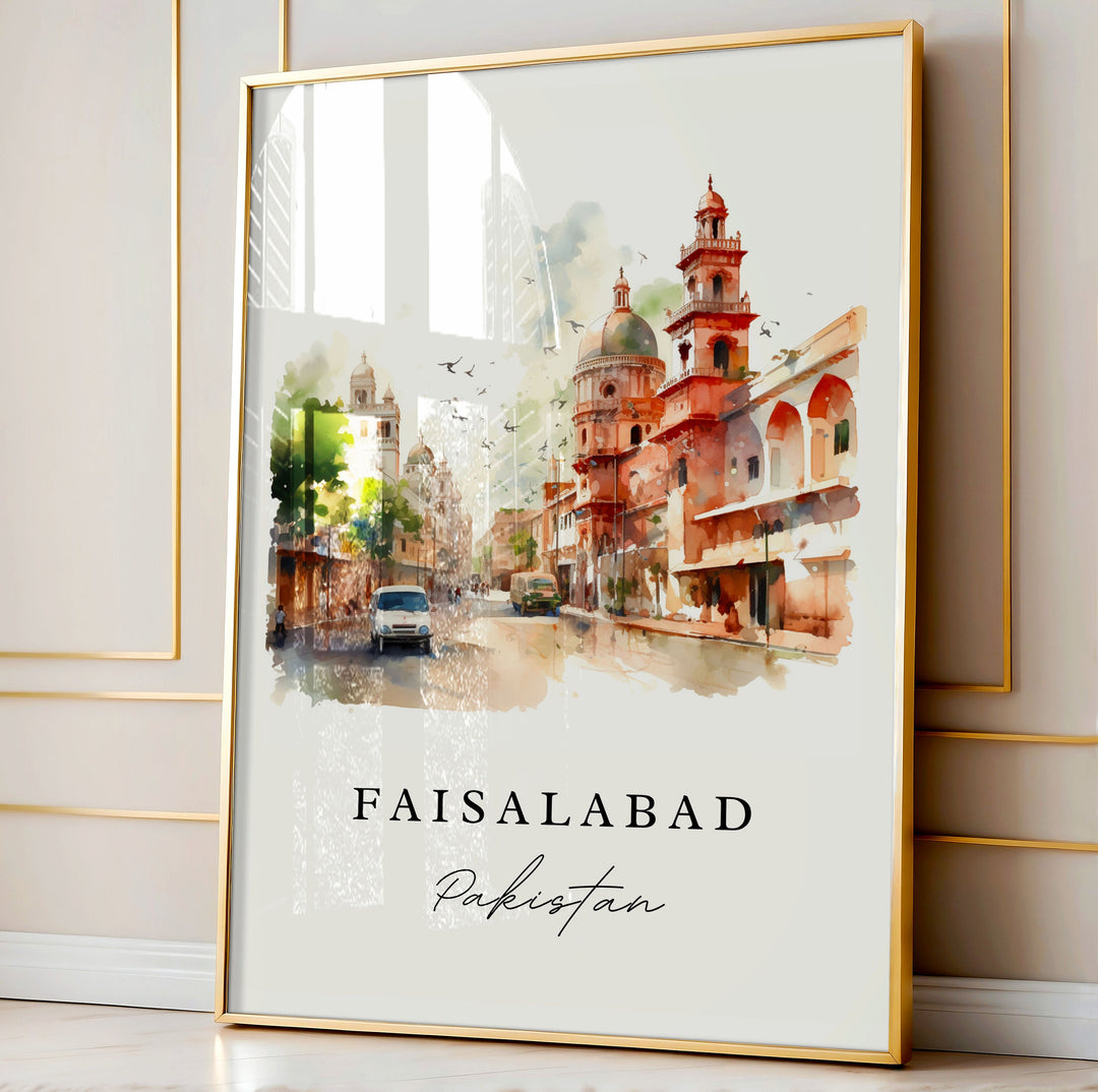 Faisalabad Pakistan wall art - Pakistan, Faisalabad poster print, Faisalabad Wedding gift, Birthday present, Custom Text, Perfect Gift