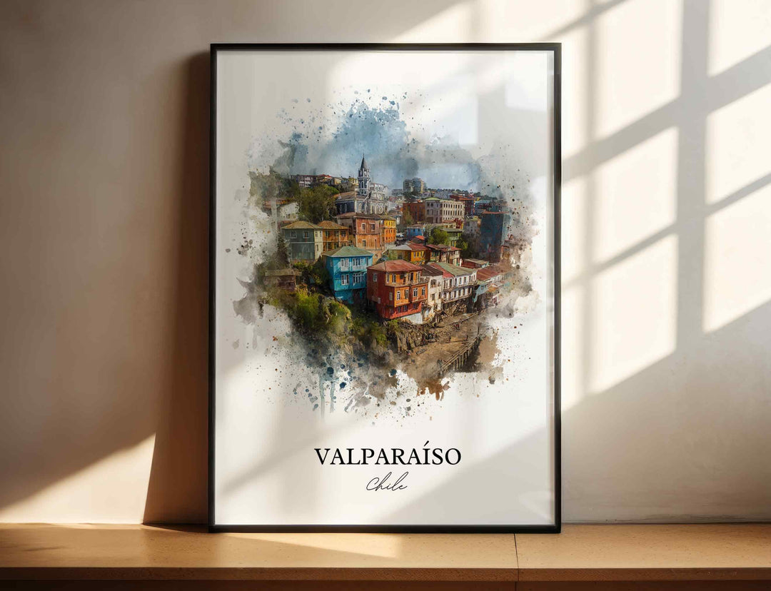 Valparaíso, Chile – Watercolor Art Print