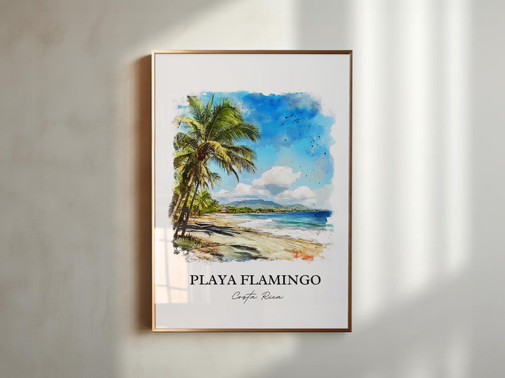 Playa Flamingo Wall Art, Flamingo Beach Print, Costa Rica Watercolor, Playa Flamingo Gift, Travel Print, Travel Poster, Housewarming Gift
