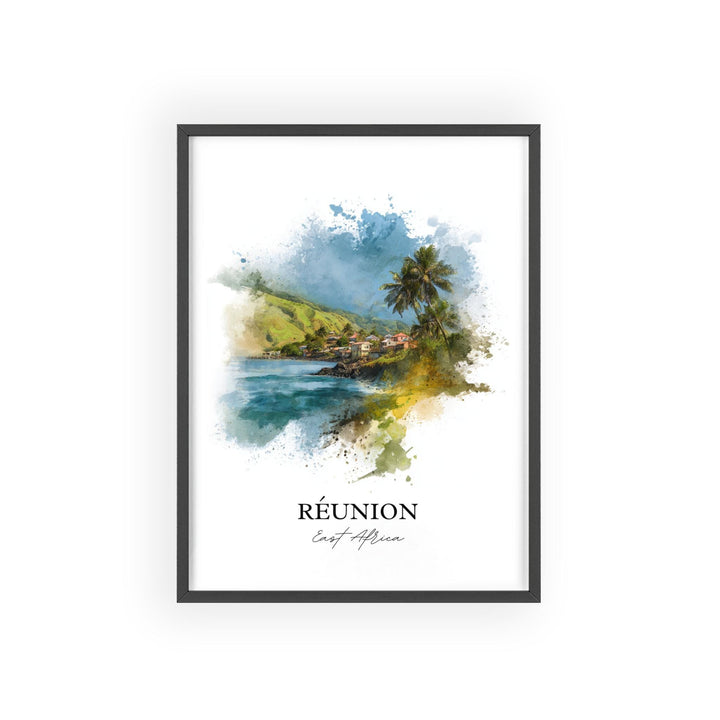 Réunion Wall Art, Réunion Print, East Africa Watercolor Art, Réunion Africa Gift, Travel Print, Travel Poster, Housewarming Gift