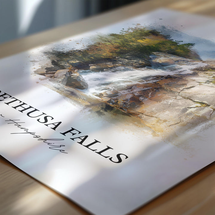 Arethusa Falls Wall Art, White Mountains Print, NH Watercolor Art, Arethusa Falls NH Gift, Travel Print, Travel Poster, Housewarming Gift