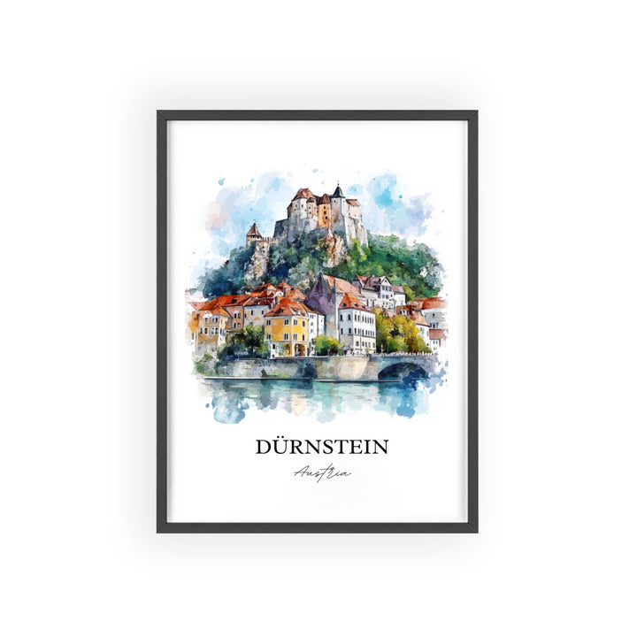 Durnstein Wall Art, Durnstein Print, Austria Watercolor Art, Durnstein Gift, Travel Print, Travel Poster, Housewarming Gift
