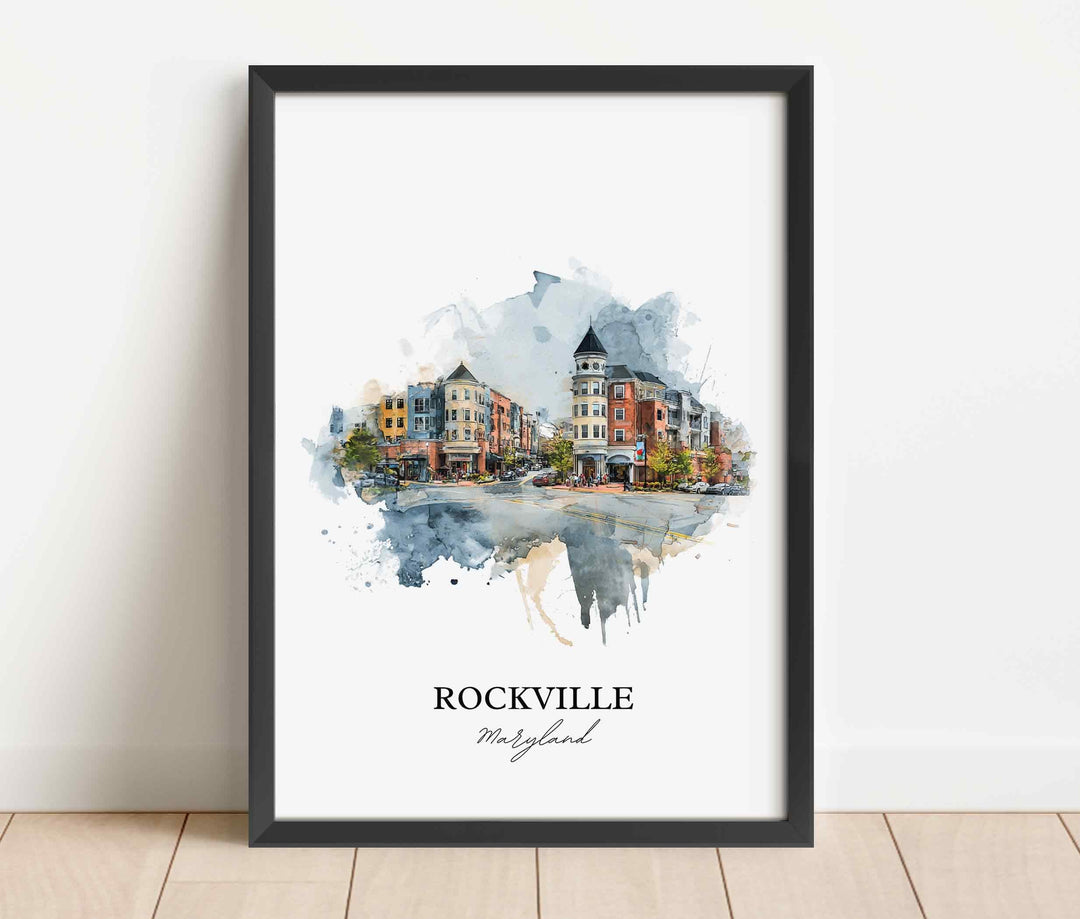 Rockville, Maryland, USA – Watercolor Art Print