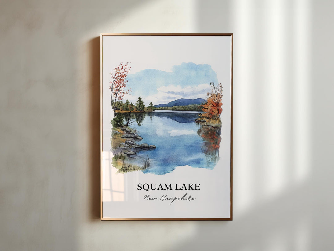 Squam Lake NH Art, New Hampshire Print, White Mountains Watercolor Art, Squam Lake Gift, Travel Print, Travel Poster, Housewarming Gift