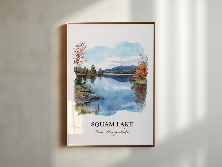 Squam Lake NH Art, New Hampshire Print, White Mountains Watercolor Art, Squam Lake Gift, Travel Print, Travel Poster, Housewarming Gift