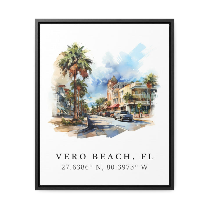 Vero Beach traditional travel art - Florida, Vero Beach poster, Wedding gift, Birthday present, Custom Text, Personalised Gift