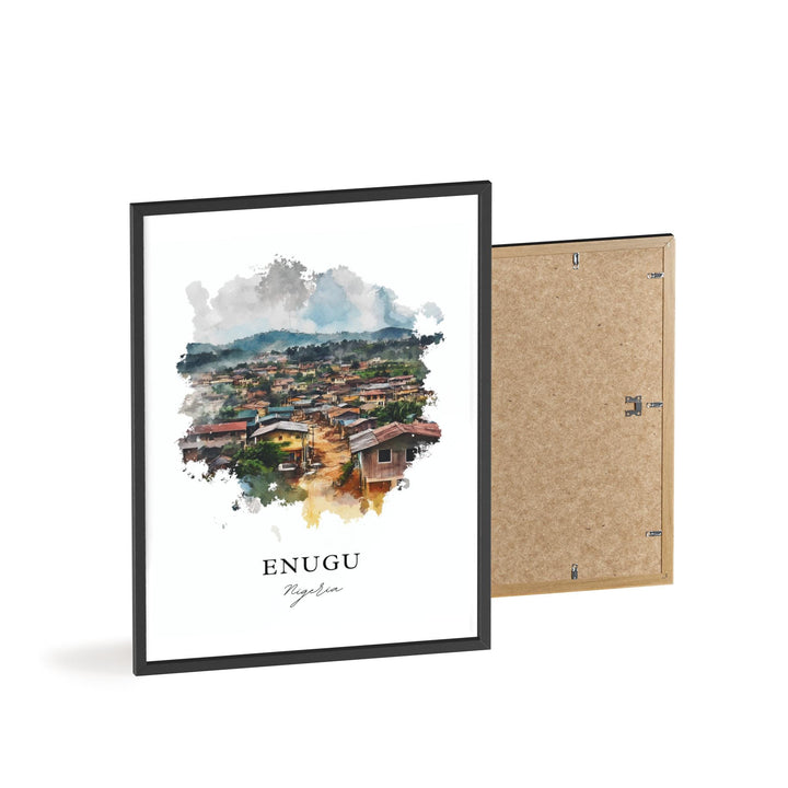 Enugu Nigeria Wall Art, Nigeria Print, Nigeria Watercolor Art, Enugu Nigeria Gift, Travel Print, Travel Poster, Housewarming Gift