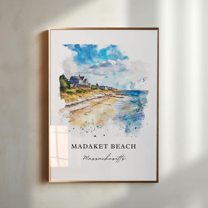 Madaket Beach MA Wall Art, Madaket Beach Print, Madaket Beach Watercolor Art, Nantucket Gift,