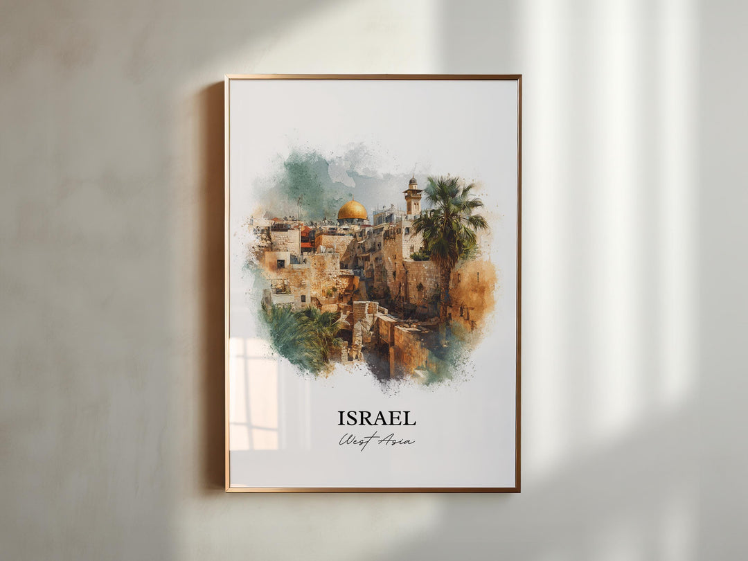 Israel Wall Art, Israel Print, Israel Watercolor Art, Israel Country Gift, Travel Print, Travel Poster, Housewarming Gift