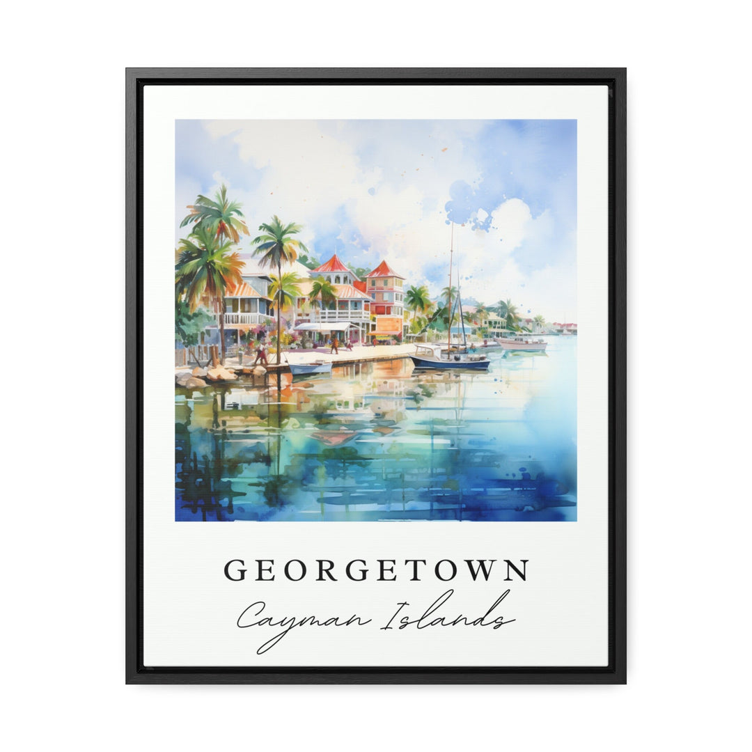 Georgetown traditional travel art - Cayman Islands, Georgetown poster, Wedding gift, Birthday present, Custom Text, Personalized Gift