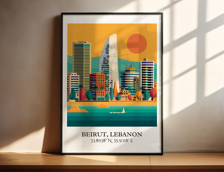 Beirut Lebanon Art, Lebanon Retro Travel Art, Beirut Home Decor, Beirut Gift, Beirut Lebanon Travel Art, Travel Prints, Housewarming Gift