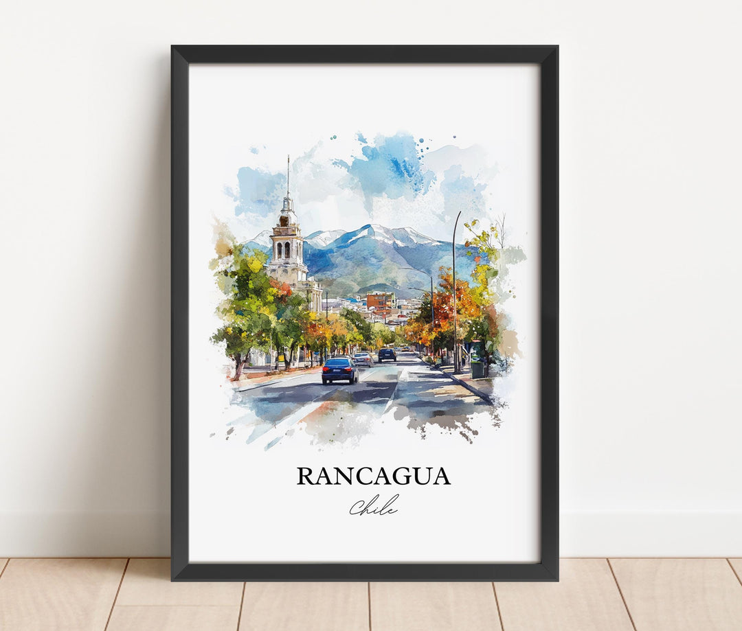 Rancagua Chile Wall Art, Santiago Print, Chile Watercolor Art, Rancagua Chile Gift, Travel Print, Travel Poster, Housewarming Gift