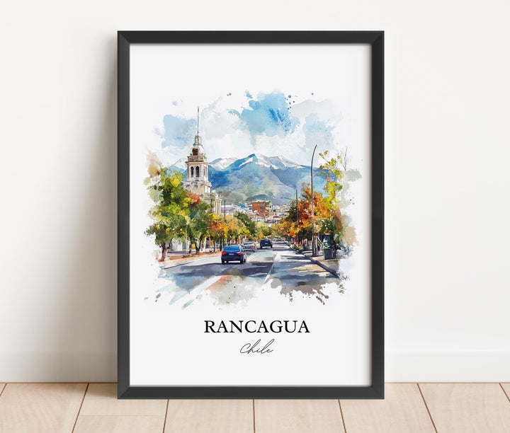 Rancagua Chile Wall Art, Santiago Print, Chile Watercolor Art, Rancagua Chile Gift, Travel Print, Travel Poster, Housewarming Gift