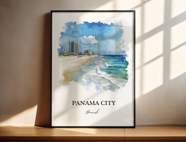 Panama City Beach Wall Art, Florida Beach Print, FL Watercolor, Panama City Beach FL Gift, Travel Print, Travel Poster, Housewarming Gift