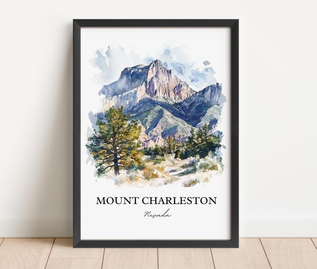 Mount Charleston NV Wall Art, Clark County Print, Nevada Watercolor, Mount Charleston Gift, Travel Print, Travel Poster, Housewarming Gift