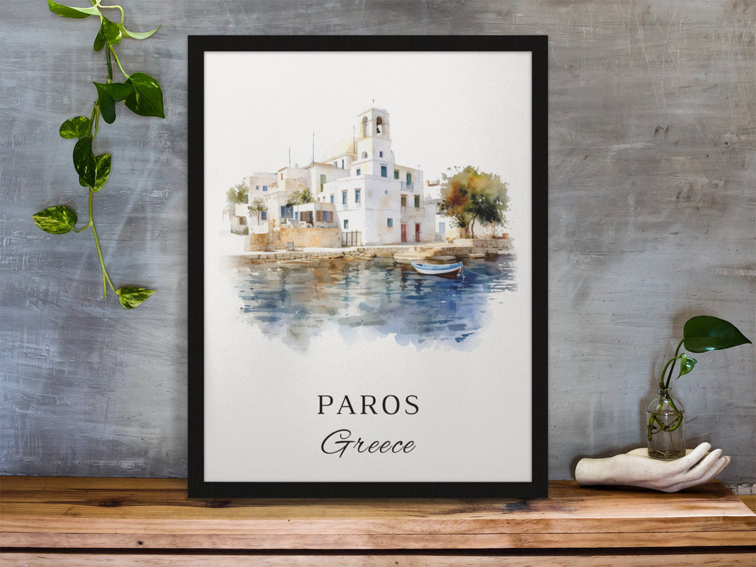 Paros Greece wall art - Greece, Paros poster, Paros Wedding gift, Parikia Greece Birthday present, Custom Text, Personalised Gift