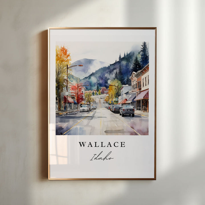 Wallace ID wall art - Idaho, Wallace poster print, Wallace Idaho Wedding gift, Birthday present, Custom Text, Perfect Gift