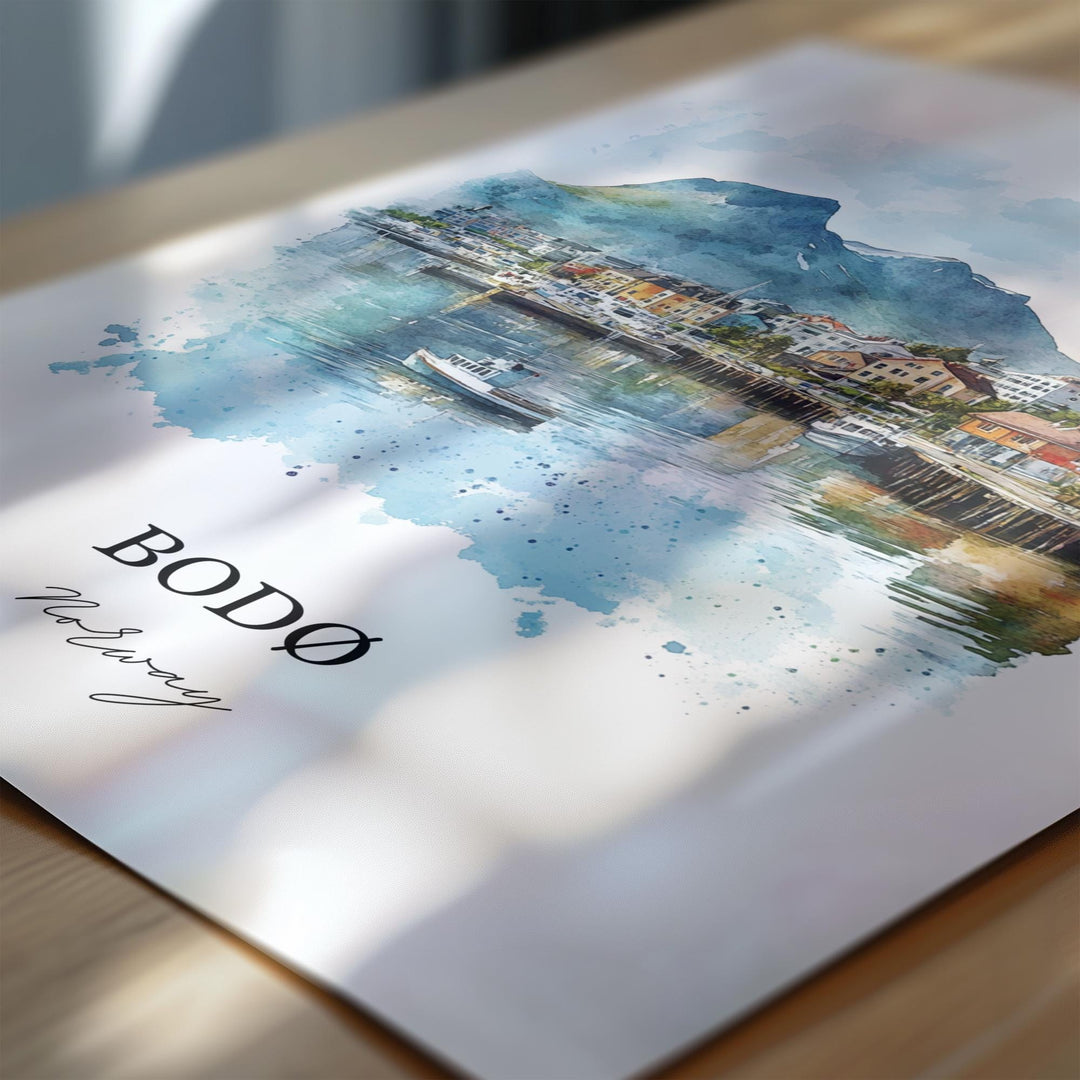 Bodø, Norway – Watercolor Art Print