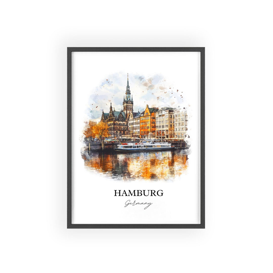 Hamburg Wall Art, Hamburg Germany Print, Germany Watercolor Art, Hamburg Gift, Travel Print, Travel Poster, Housewarming Gift