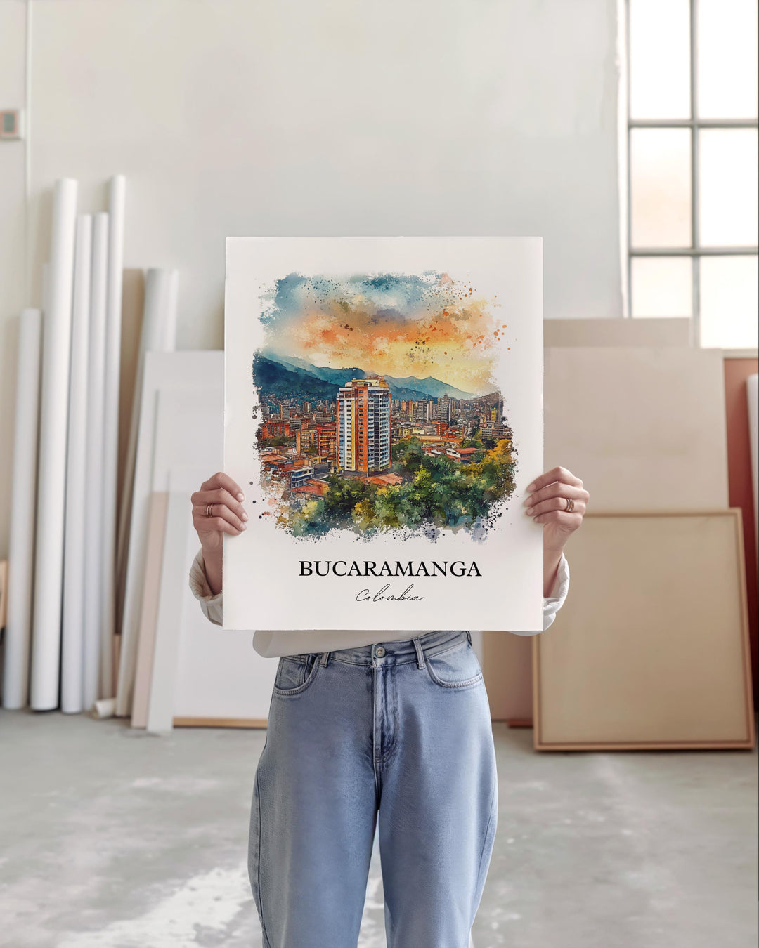Bucaramanga Wall Art, Santander Department Print, Colombia Watercolor Art, Bucaramanga Gift, Travel Print, Travel Poster, Housewarming Gift