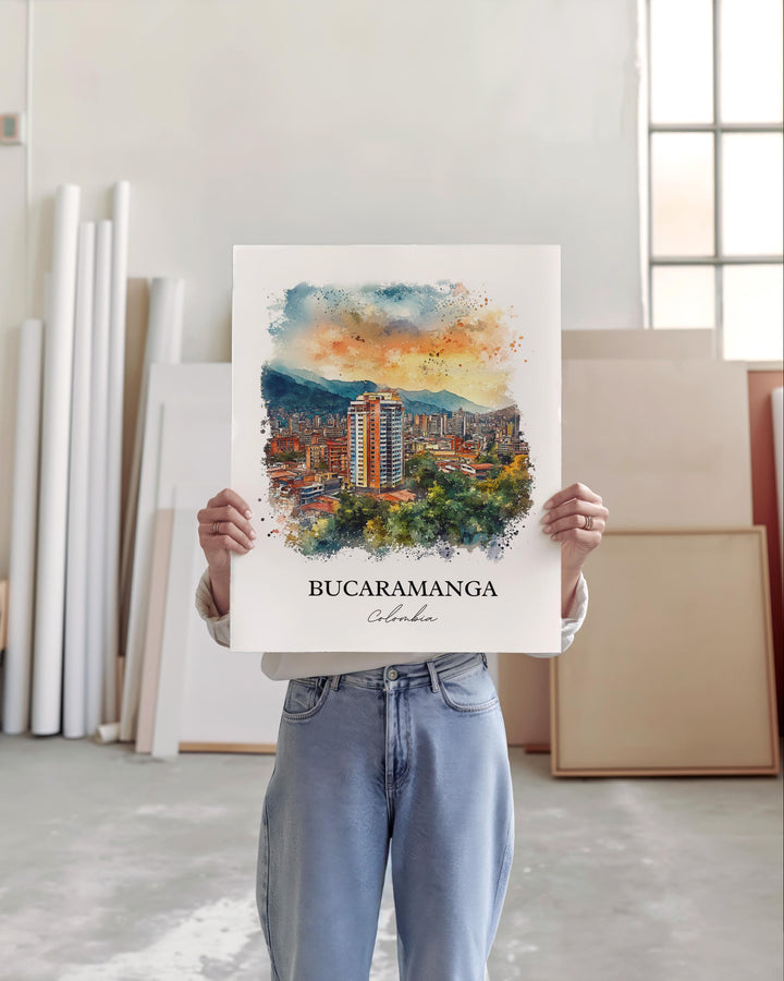 Bucaramanga Wall Art, Santander Department Print, Colombia Watercolor Art, Bucaramanga Gift, Travel Print, Travel Poster, Housewarming Gift