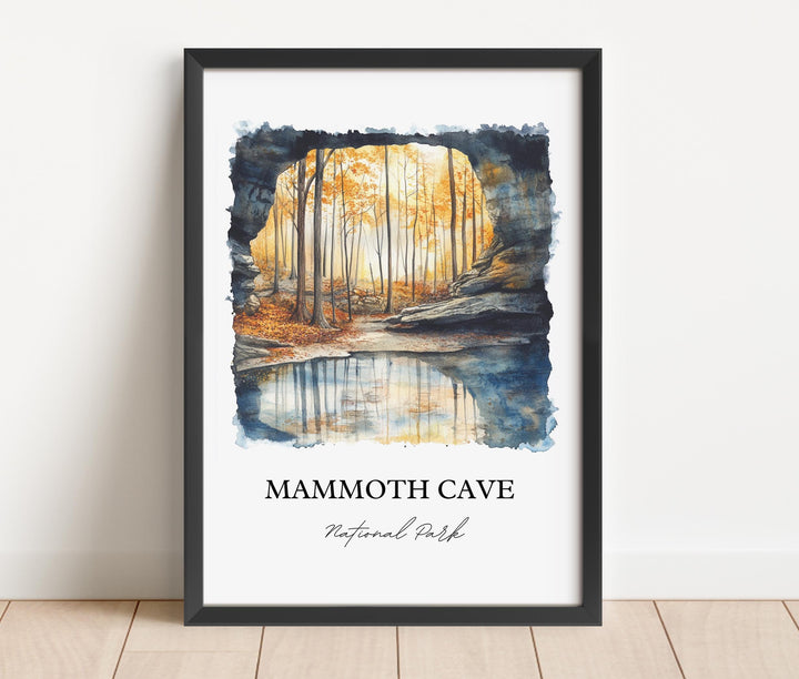 Mammouth Cave Wall Art, Cave City Print, Kentucky Watercolor Art, Mammouth Cave KY Gift, Travel Print, Travel Poster, Housewarming Gift