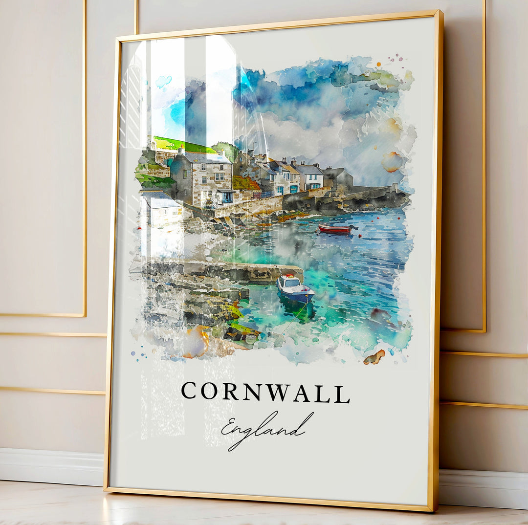 Cornwall England Art Print, Cornwall Print, England Wall Art, Cornwall Gift, Travel Print, Travel Poster, Travel Gift, Housewarming Gift