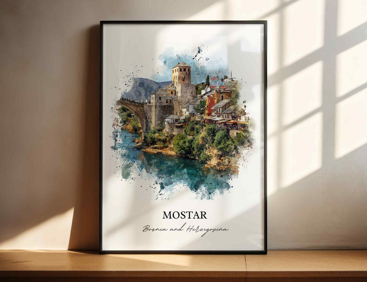 Mostar, Bosnia & Herzegovina – Watercolor Art Print