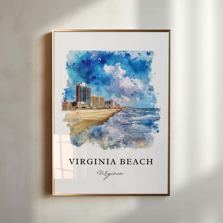 Virginia Beach Wall Art, Virginia Beach Print, VA Beach Watercolor Art, Virginia Beach Gift,