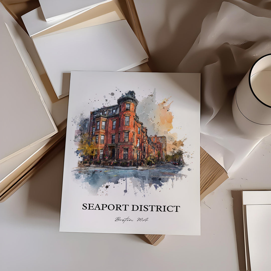 Seaport District, Boston MA – Watercolor Art Print
