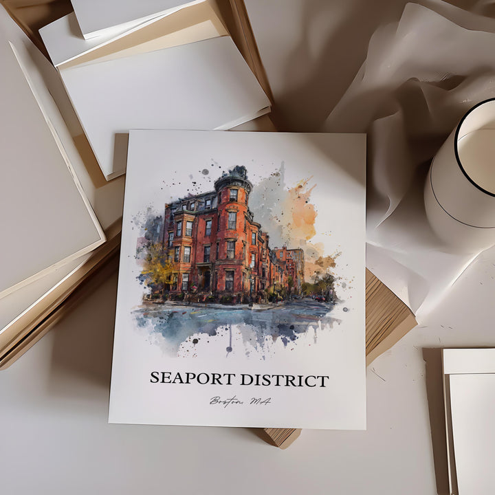 Seaport District, Boston MA – Watercolor Art Print