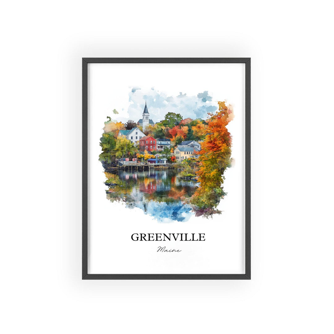 Greenville Maine Wall Art, Greenville ME Print, Maine Watercolor, Piscataquis County Gift, Travel Print, Travel Poster, Housewarming Gift
