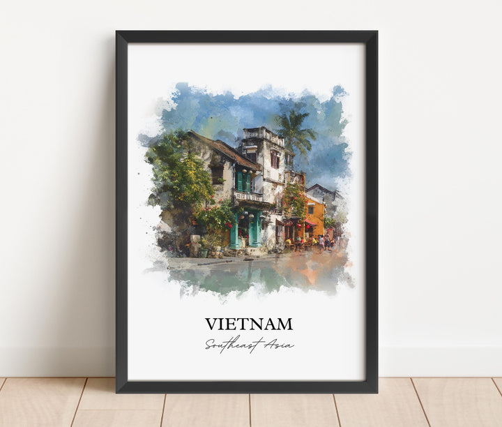 Vietnam Wall Art, Vietnam Print, Vietnam Watercolor Art, Vietnam Country Gift, Travel Print, Travel Poster, Housewarming Gift